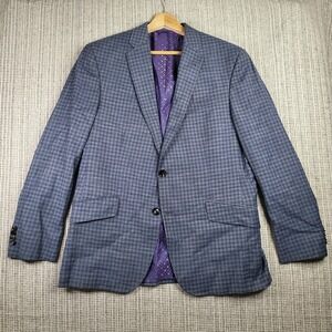 Ted Baker Blue Checkered Blazer with Purple Lining